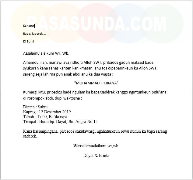 Download Contoh Surat Undangan Uleman Syukuran Bahasa Sunda Beserta Gambar Dan File Documentnya