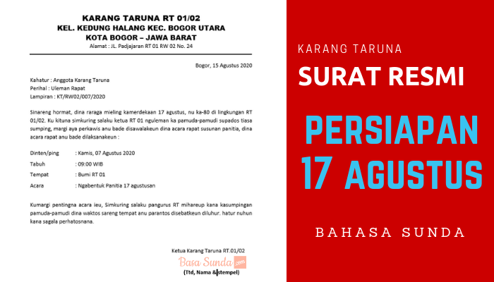 3 Contoh Surat Resmi Bahasa Sunda Karang Taruna Persiapan 17 Agustus