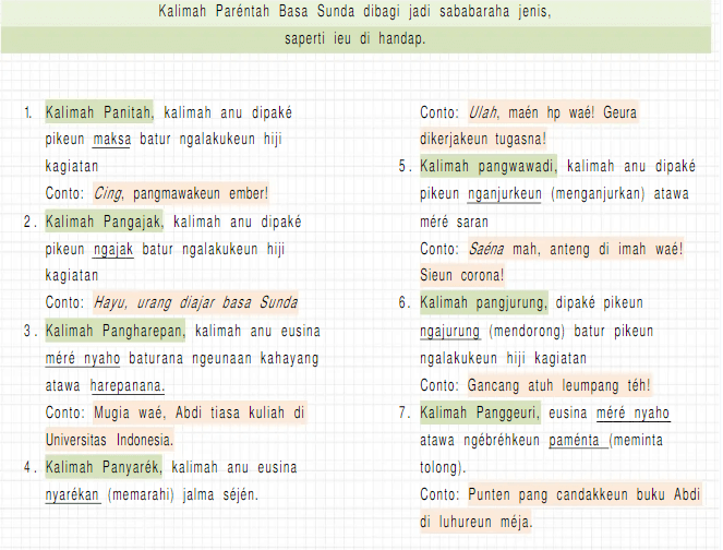 Contoh Kalimah Parentah Bahasa Sunda